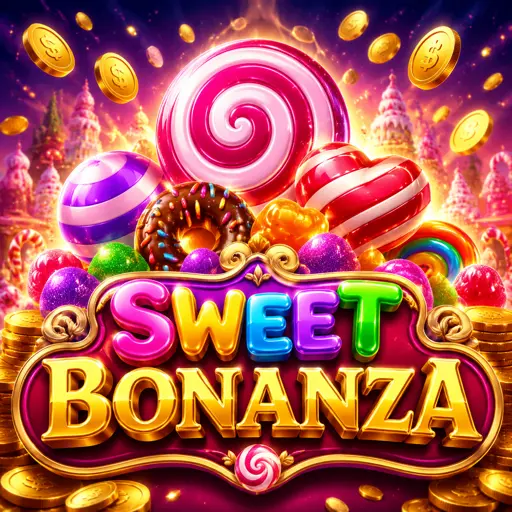 Doces coloridos em slot estilo match-3